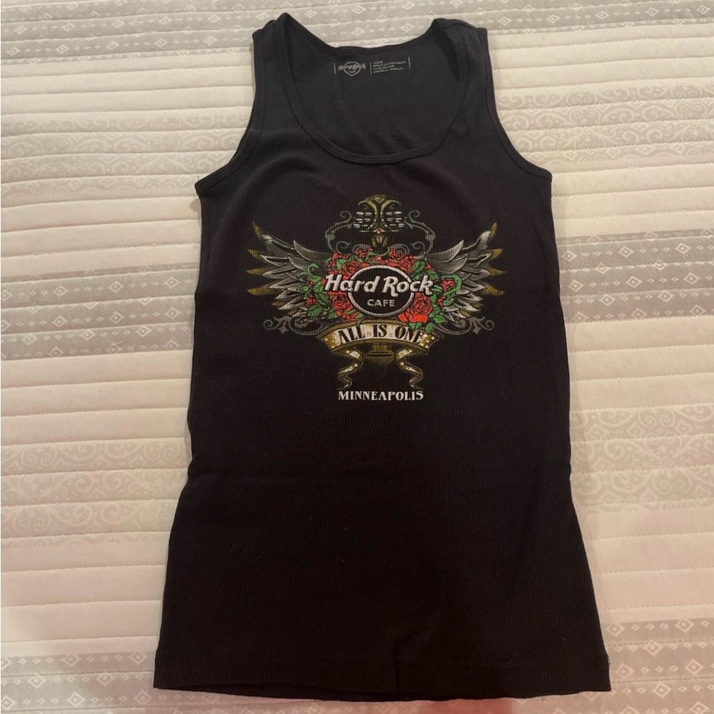 Hard Rock Cafe Black Tee with Colorful Winged Design